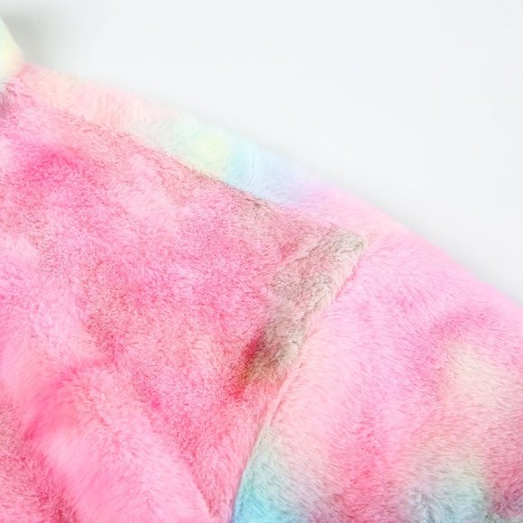 Winter Fleece Colorful Crop Hoodie - Picture 7 of 8